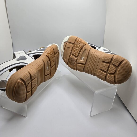 Gucci Tinsel Sport Sandals Mesh Fabric GG Crystal Chain White/Silver W 35.5 NIB - Picture 7 of 10